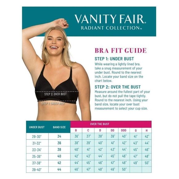 Vanity Fair Womens 40C Black Underwire Side & Back Smoothing Full Coverage Style - Picture 7 of 8